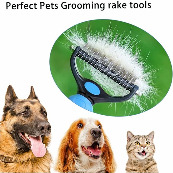 Kattebørste, Hundebørste Undercoat Deshedding Børste til Hunde Dobbeltsidet Rustfrit Stål Plejerive, Hunde Katte Pleje Tilbehør til Detangli