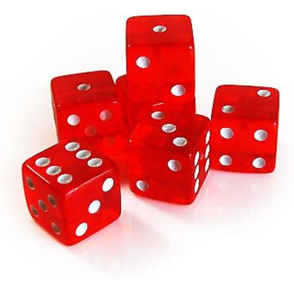16mm D6 Noppa Punainen Läpinäkyvä/valkoinen - Valmistettu Saksassa! - 5 kpl