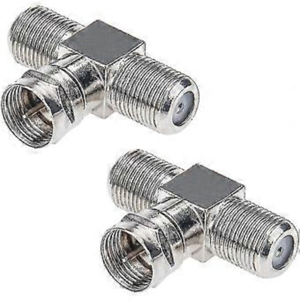 Koaxialkabel Splitter, TV Splitter 2 In 1 Ut 2-pack F Typ Rg6 Hane Till 2 F Hona 3-vägs Kabel Splitter Koax T Kontakt Adapter