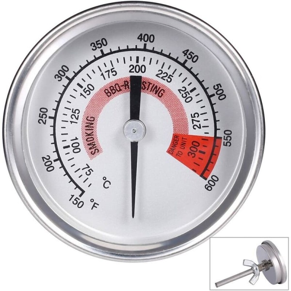 Stainless Steel Oven Thermometer Barbecue Grill Smoker Thermometer 75℃ to 300℃ and 150℉ to 600℉ (Type B 300°C)