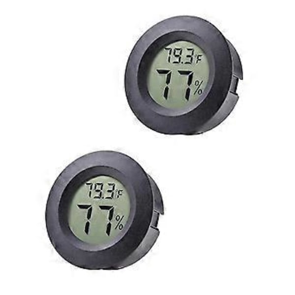 2-pack Mini Hygrometer Termometer Fahrenheit Eller Celsius Mätare Digital LCD-skärm Inomhus Rum Rund Fuktighet