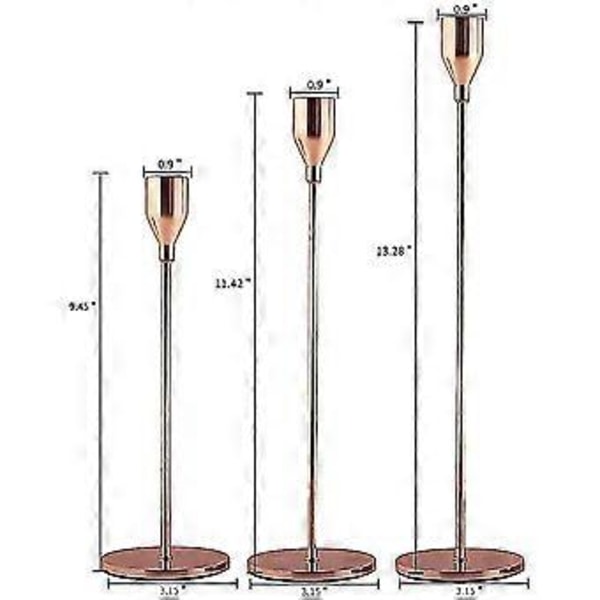 Guld Ljusstakar Set Om 3 Kompatibla Med Avsmalnande Ljus, Dekorativ Ljusstake Kompatibel Med Bröllop, Middag
