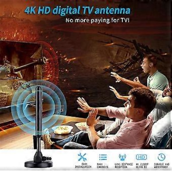 Kolonne Høyoppløselig Digital TV-antenne Innendørs og Utendørs Universalforsterker med Bryter Justerbar UHF TV-antenne