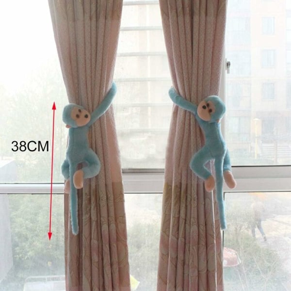Monkey Pattern Nursery Curtain Hooks 2 Pack-Blue