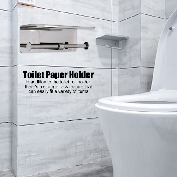 Kylpyhuoneen ja WC:n WC- ja kylpyhuoneen tarvikkeet WC-paperiteline (2452)，Kaksisuuntainen seinään kiinnitettävä WC-paperiteline, 304 ruostumatonta terästä