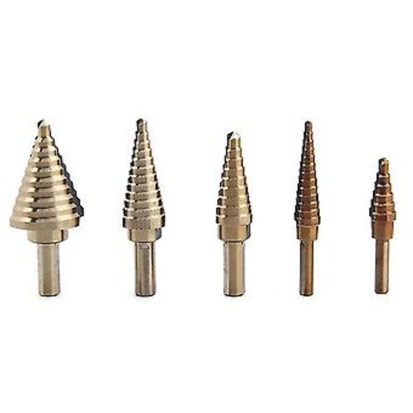 5 st Stora Titan Hss Stegkonborr Hålskärare Bits Set Verktyg + Fodral