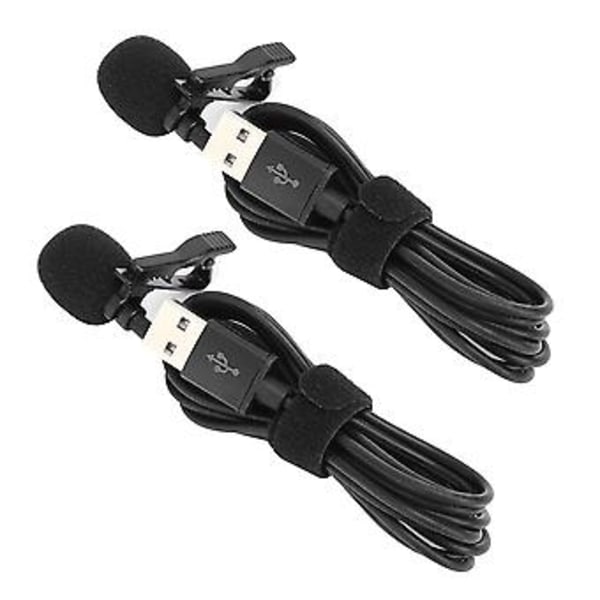 2 stk. Mini USB-mikrofon Kompakt Professionel Ledningsført Reverskraveclips til Interview