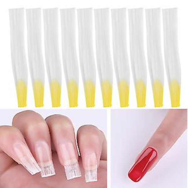 10 st Nagel Förlängning Glasfiber Nagel Snabb Förlängning Glasfiber Manikyr Verktyg (Gul)