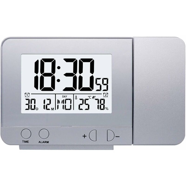 Projektionsvækkeur, Projektorur LED-display Projektionsure Drej vækkeur med baggrundsbelysning og snooze-funktion til hjemmet Soveværelse