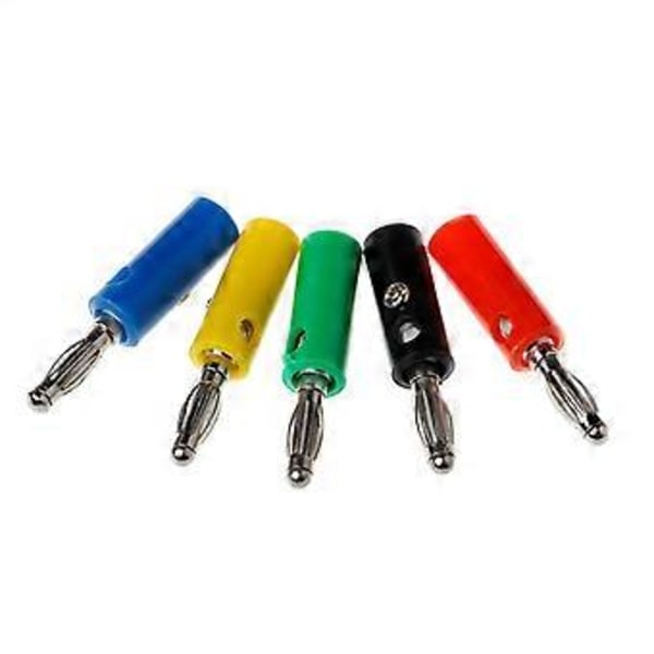 10 stk. 5 farger høyttalerkabel bananpluggkontakter 4mm adapter