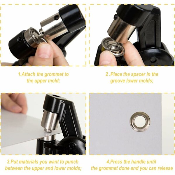 Uppgraderad bärbar öljettstansningsats Handhållen öljettstans Tång Ögletsättare med 3/8 tum (10 mm) Silveröljetter & ihålig hålstans Manuell P