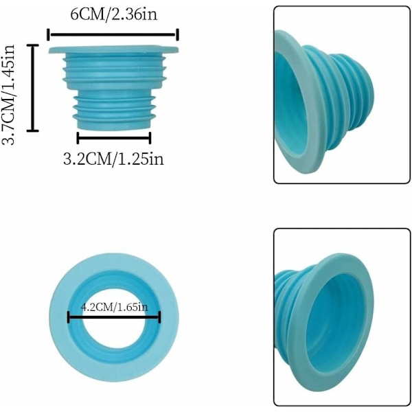 4-pakning deodorant silikonavløpsrørtetninger, vaskemaskinavløpsrørtetningsstopper, for baderomskjøkkenvaskeri rørkloakktetning (blå)