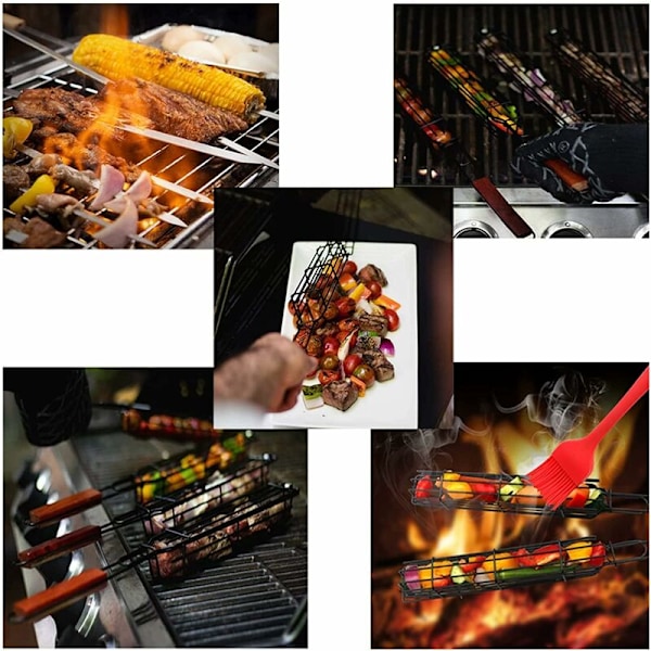 49 cm lange grillkurve i rustfrit stål til grill, hotdogkurve sæt med kurve, grillkurve (4 stk.)
