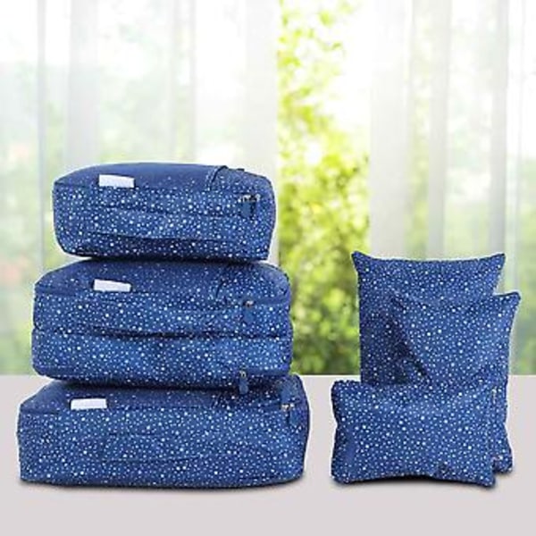 6 stk. Vandtætte Rejse Tøj Opbevaringsposer Bagage Organizer Rejse Pakke Poser (Navy Blå)