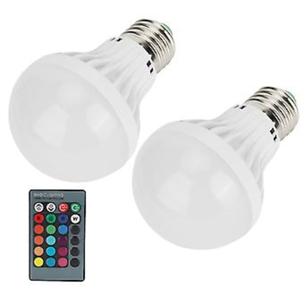 2 kpl E27 3W RGB-lamppu Värinvaihtolamppu Valo Kodin valaistus Kaukosäätimellä 85V‑265V