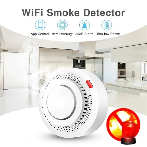 Tuya WiFi Røgdetektor Brandbeskyttelseskombination Brandalarm Home Security System Brandmand