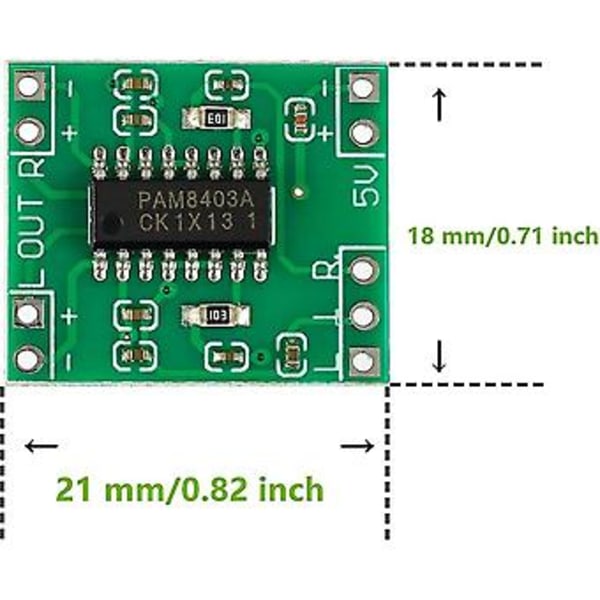 10 st Pam8403 Modul Super Mini Digital Förstärkarkort 2 X 3w Klass D Digital 2.5v Till 5v Förstärkare