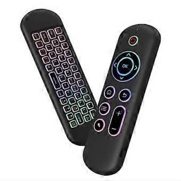 Mini Bluetooth 5.0 Tastatur 2.4G Trådløs Luftmus Baggrundslys Stemmefjernbetjening til Computer Laptop Android TV Boks