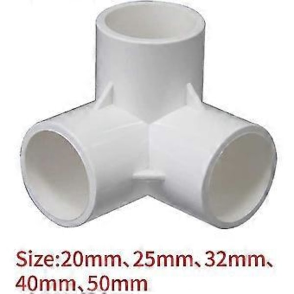 3-vejs PVC-fittings, PVC-rørkoblinger, tredimensionelle fittings, møbelkoblinger, drivhusramme (størrelse: 32 mm) Hy