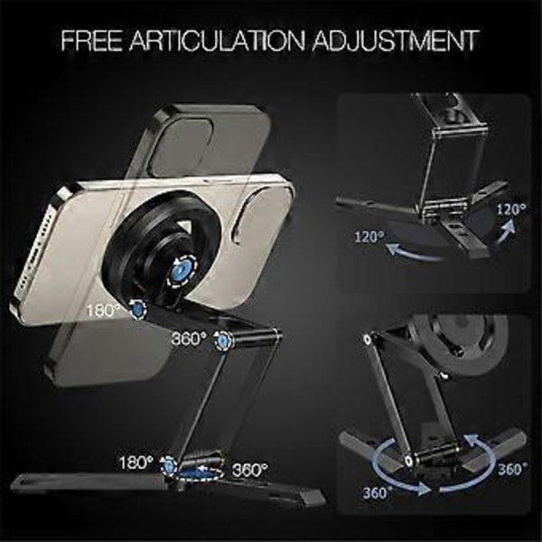 Vikbart Magnetiskt Tripod Telefonstativ Smartphone Skrivbordshållare för 15 14 13 12 Magnetstativ