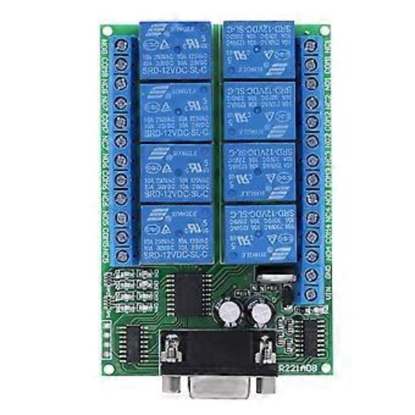 12V 8-Kanalers DB9 RS 232 Relämodul Fjärrkontroll Switch Smart Home