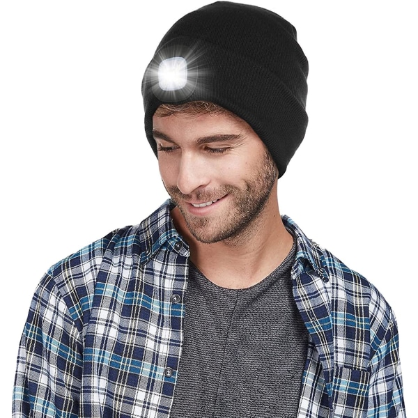 Led-hatt med ljus, upplyst hatt uppladdningsbar USB-stickad hatt med ljusgåva