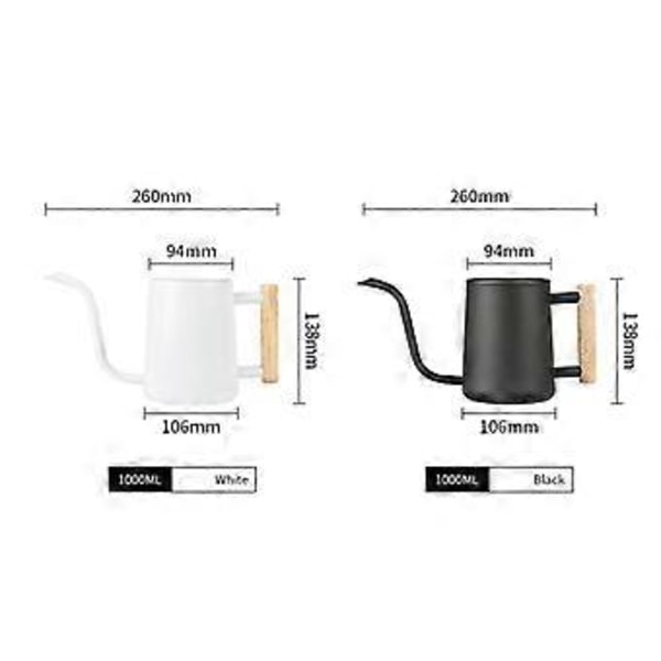 Vattenkanna för Inomhusväxter, 35 Oz/1000 Ml Metall Rostfritt Stål Vattenkanna med Lång Pip för Inomhusbruk Svart