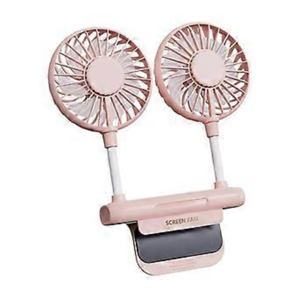 Bærbar Skærmventilator til Kontor Studerende Klasseværelse Kollegium Hængende Skærm Usb Elektrisk Dobbelt Ventilator - Pink