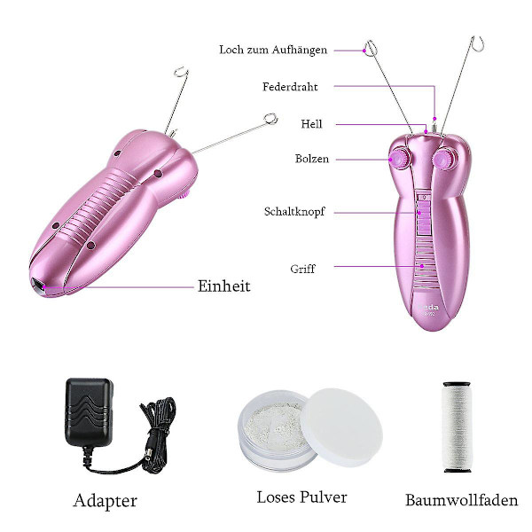 Elektrisk epilator til kvinder til fjernelse af ansigtshår - Skønhedsepilator til kvinder - Ansigtshårstrådning - Hårfjerner - Ansigtsbarbermaskine - Ansigtsmassageapparat - Træk ansigter - Delikat enhed