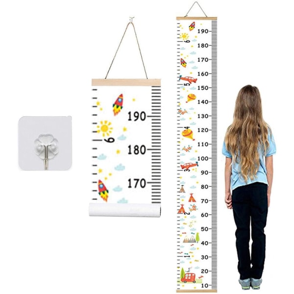 Vekstdiagram for barn, høydediagram for barn/gutter/jenter/baby, lerret og tre, flyttbar vekstdiagram, veggromdekor