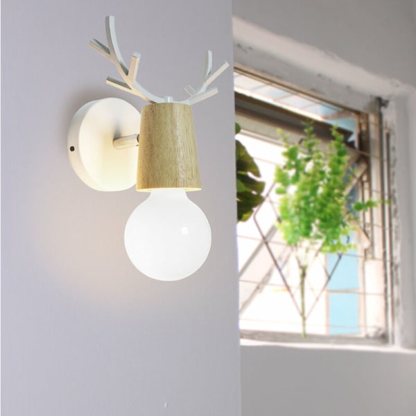 E27 Moderne Vegglampe Kreativ Gevir Vegglampe Tre Metall Vegglampe - Hvit