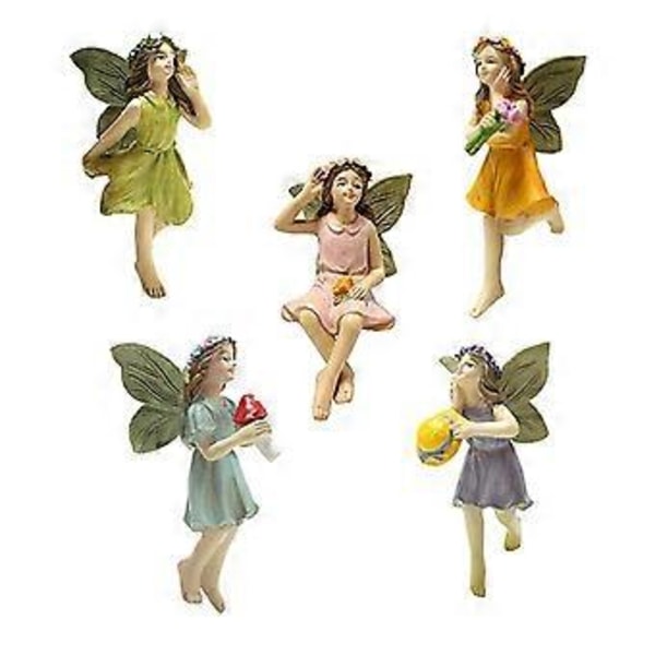 Féstaty 5 STK Hartstroll Féfigurer med Flygvinge Miniatyr Féträdgårdsfigurer Härlig Féstaty för Landskap