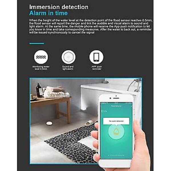 Yfd22 Vattenimmersionssensor Tuya Zigbee Länkage Situationskontroll 450mah Vattenläckage Och Överf