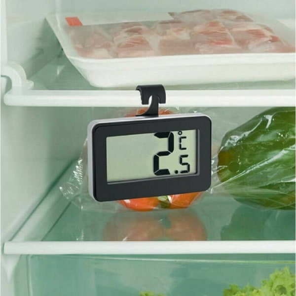 Køleskabs termometer Digitalt køleskabs termometer, Vandtæt digitalt køleskab fryser termometer med letlæseligt LCD-display (ophængning, stående og Ma