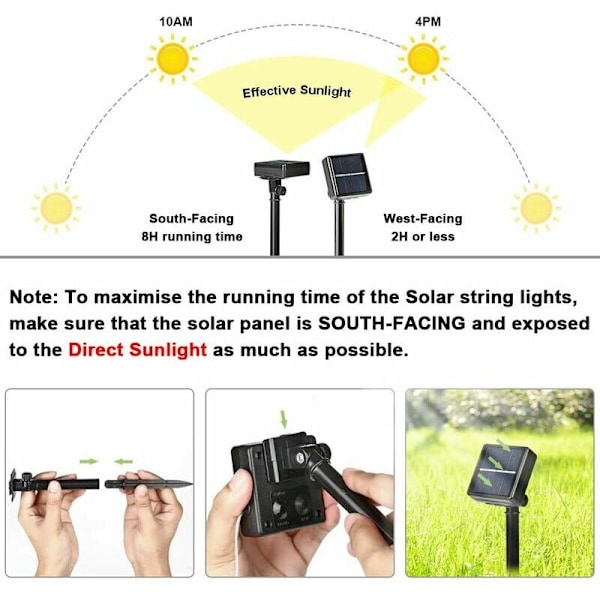 22m 200 lampor 8 funktioner vitt ljus sol koppartråd dekorativa sol ljusslingor julbelysning för trädgårdsträd fest, för utomhus, trädgård,