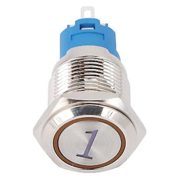 2 kpl 16 mm palautuva hetkellinen painonappikytkin LEDillä, 5-nastainen litteä pyöreä, 3-6 VDC, keltainen, numero 1