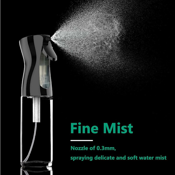 Hårsprayflaska, 300 ml hårstylingspray ultrafint hårdimma återanvändbart hårverktyg hårspray för frisör, växter, blommor svart-Fei Yu