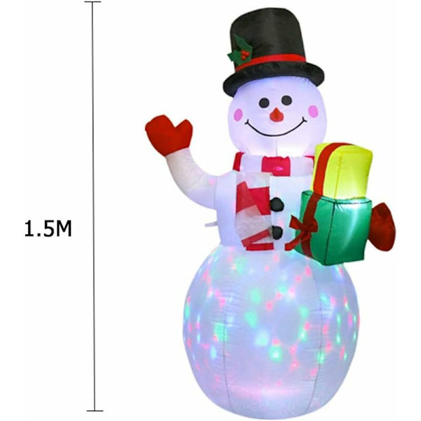 Oppustelig julemand, 1,5 m, oppustelig julemand, juledekoration med LED-lys, IP44, til jul, have, gård.