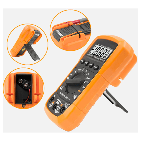 Automatisk digitalt multimeter, AC/DC ampere-ohm spenningstester, multifunksjonstester med motstand, kontinuitet, kapasitans, frekvens og diode T