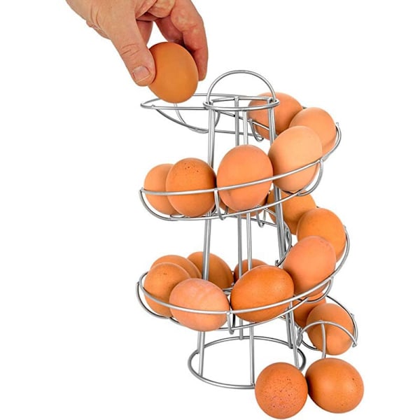 Spiral Egg Dispenser Wire Holder Kylling Egg Oppbevaring Organizer Display Holder Kurv for Kjøkken Benkeplate