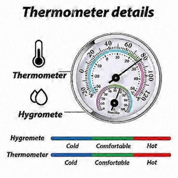 2-i-1 Innendørs Utendørs Termometer Temperatur Fuktighetsmåler Analog Hygrometer
