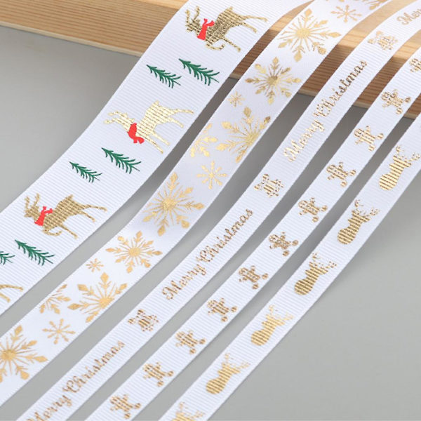 5 meter julebånd trykt grosgrain bånd til gaveindpakning bryllupsdekoration hårbånd DIY