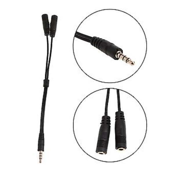 3,5 mm Stereo Audio 1 Han Til 2 Hun Jack Hovedtelefon/Mikrofon Y Splitter Adapter Kabel