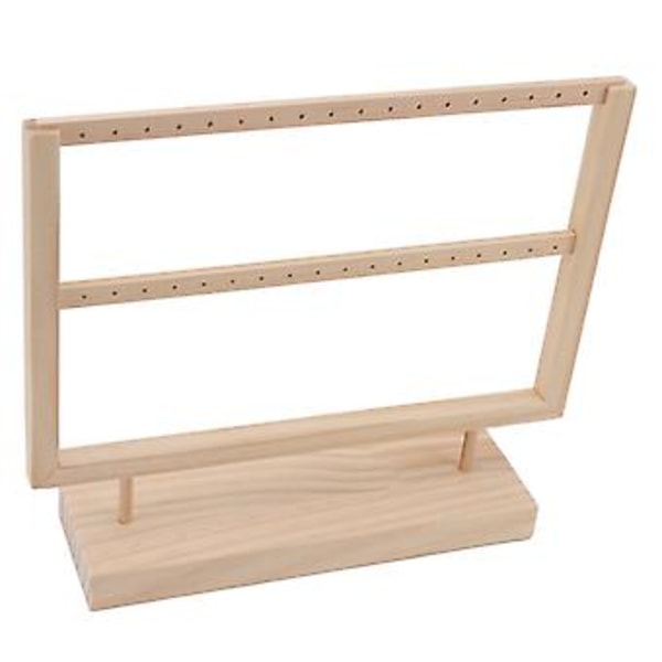 Örhängesställ i träfärg - Smyckeshållare i trä med 2 lager för hängande örhängen, elegant display
