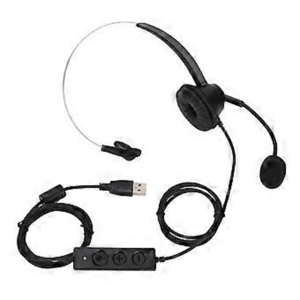 Mobiltelefon Headset Enkelsidigt Brusreducerande Justerbar Volym USB Telefonhörlurar för Kundtjänstkontor