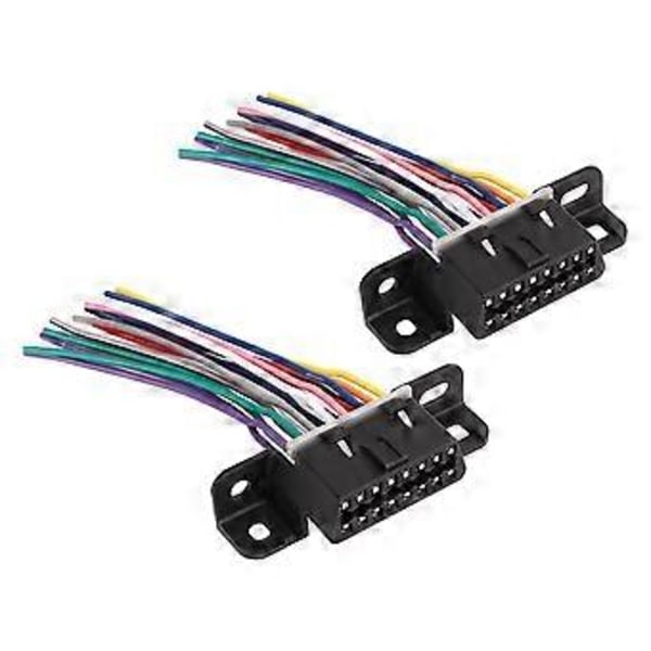 2 STK Diagnostisk OBD2 16 PIN Hun-stik Ledningsnet Bil 16 PIN Hun-stik Passer Universelt til de Fleste OBD2-stik