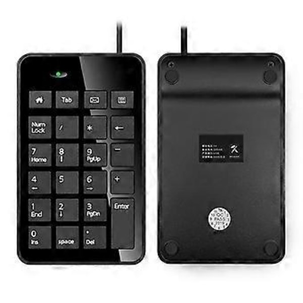 USB Kablet Digitalt Numerisk Tastatur Numpad 23 Taster Nummertastaturer til Regnskab Kasserer Laptop Notebook Tablets