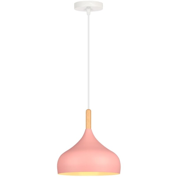 Modern nordisk takpendel i metall och trä, justerbar inomhuslampa, rosa