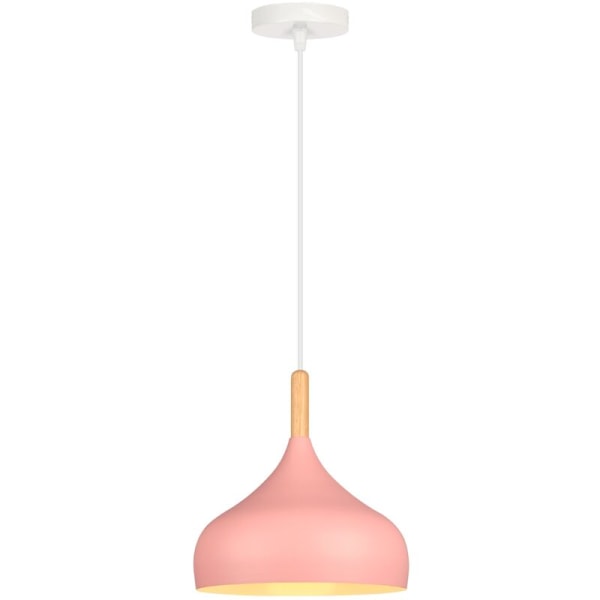 Moderne nordisk loftspendel Metal trælysekrone lampeskærm Justerbar indendørs hængelampe Pink