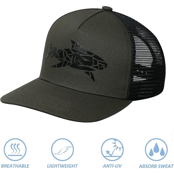 Hajarfiske Trucker Hat. Klassisk Flat Bill Snapback Fitted Baseball Cap För Män Och Kvinnor